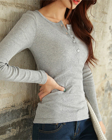 Button Ribbed T-shirt