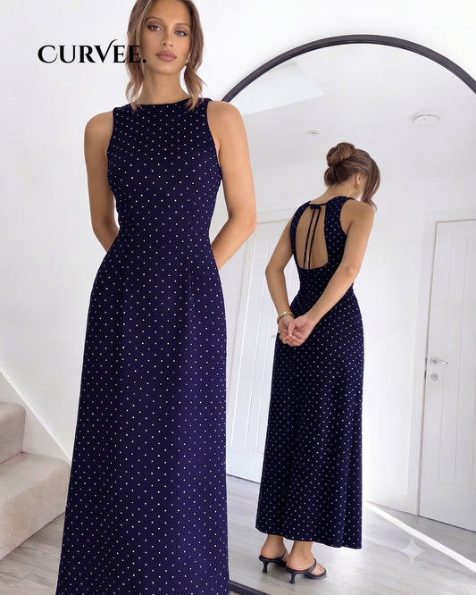 Short-Sleeved Polka Dot Vacation Seaside Dress