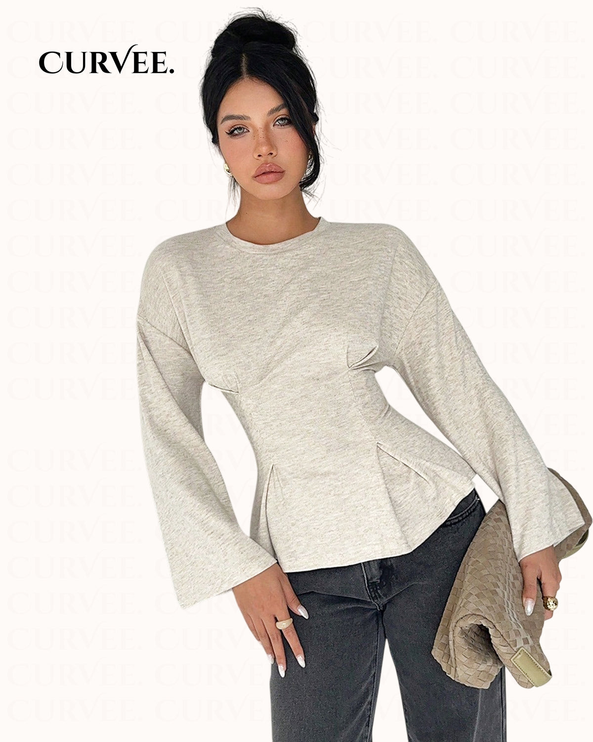 Corset-Style bell-sleeve Top