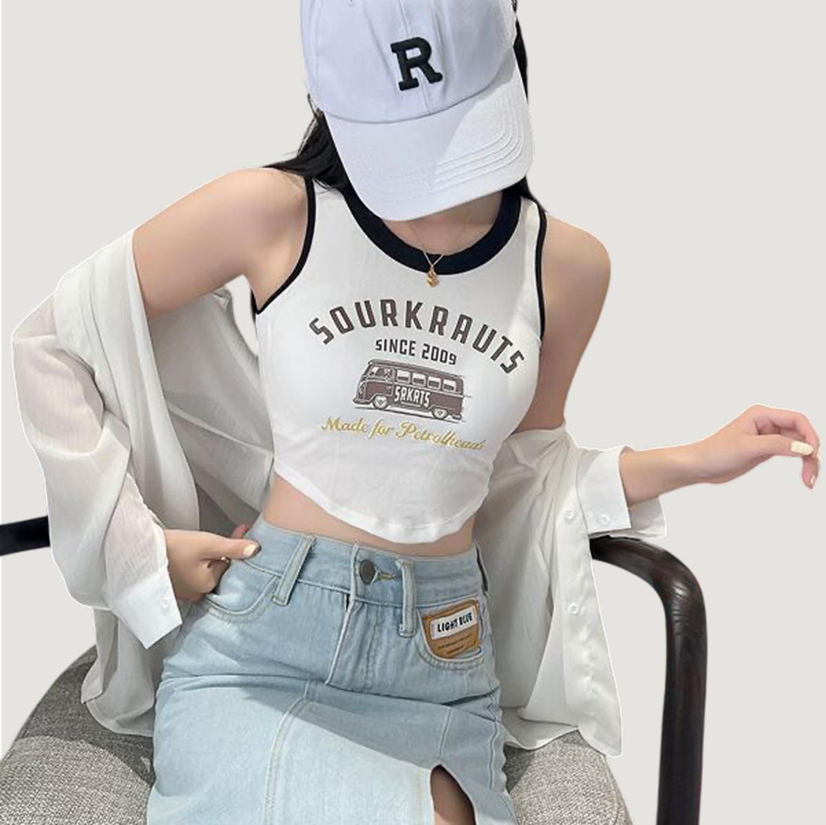Korean-style Printed Padded Top
