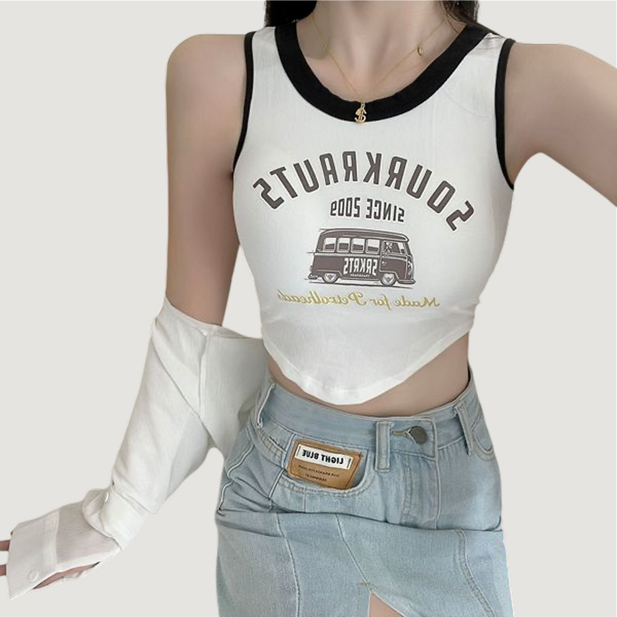 Korean-style Printed Padded Top