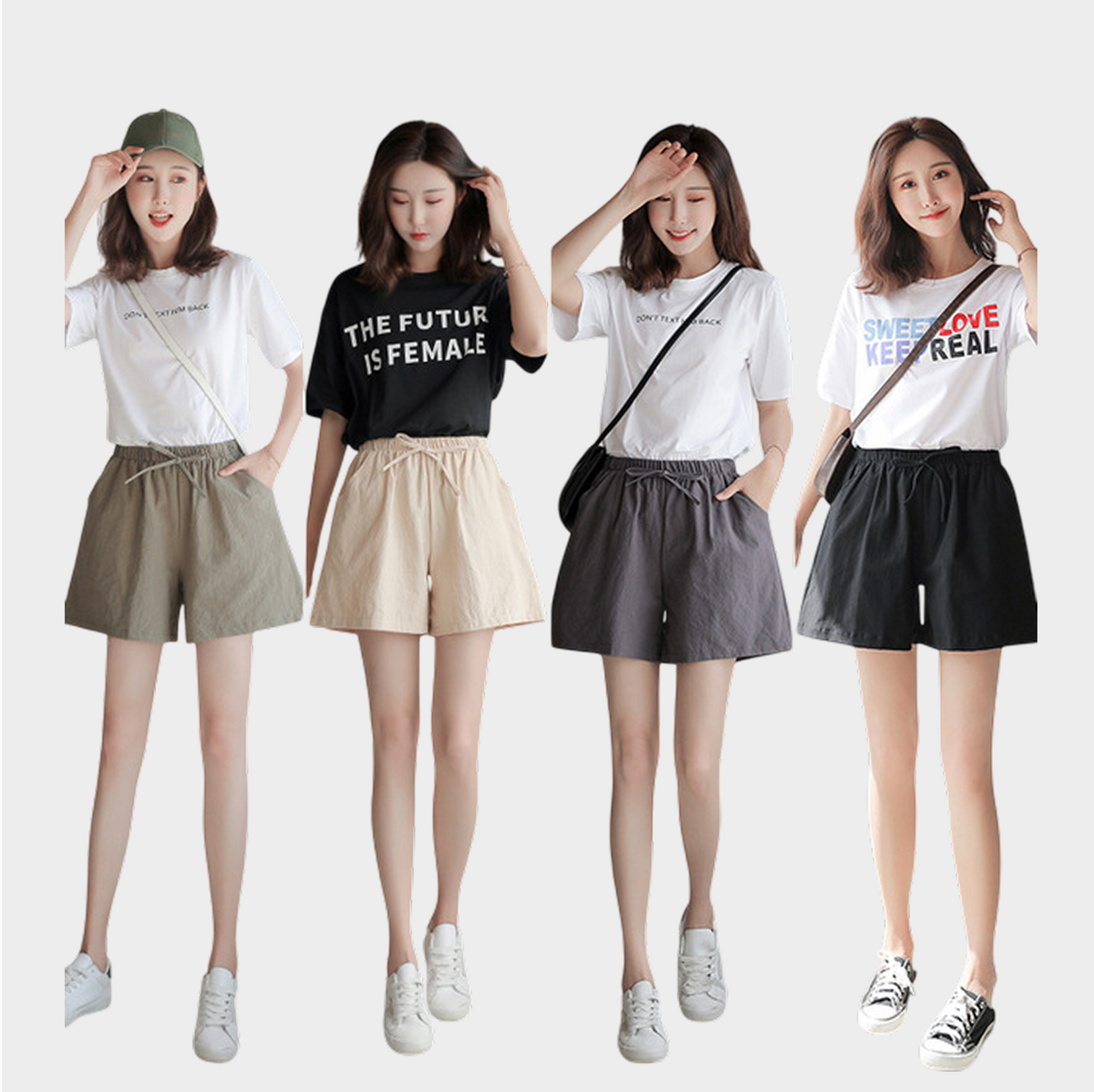 Women Shorts Loose Linen Cotton Shorts