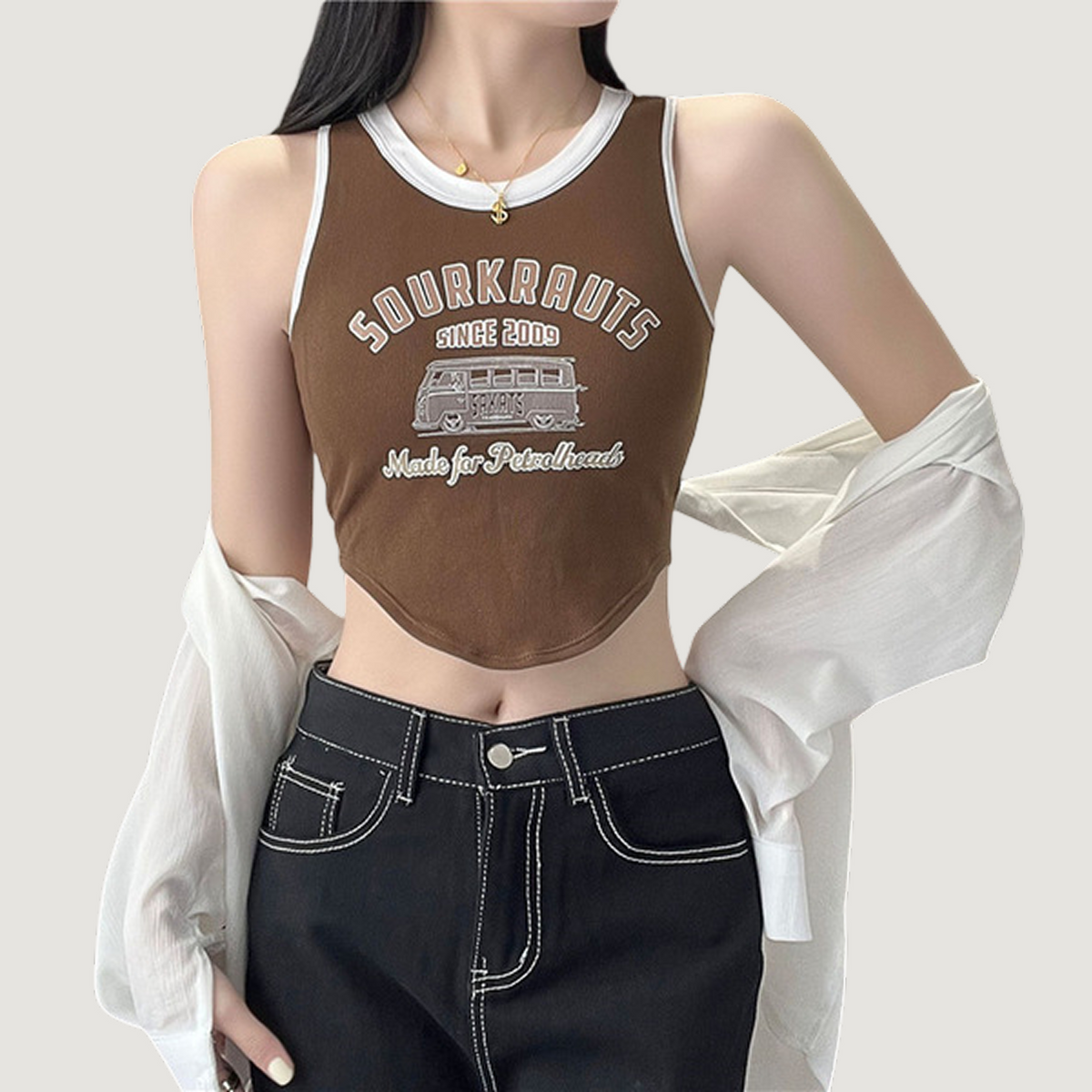 Korean-style Printed Padded Top