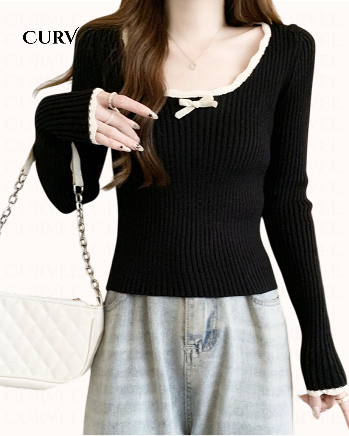 Lace knit base sweater