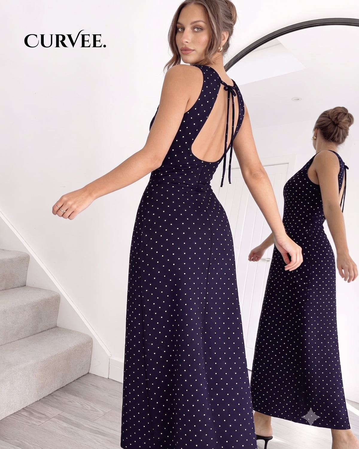Short-Sleeved  Polka Dot Vacation Seaside Dress