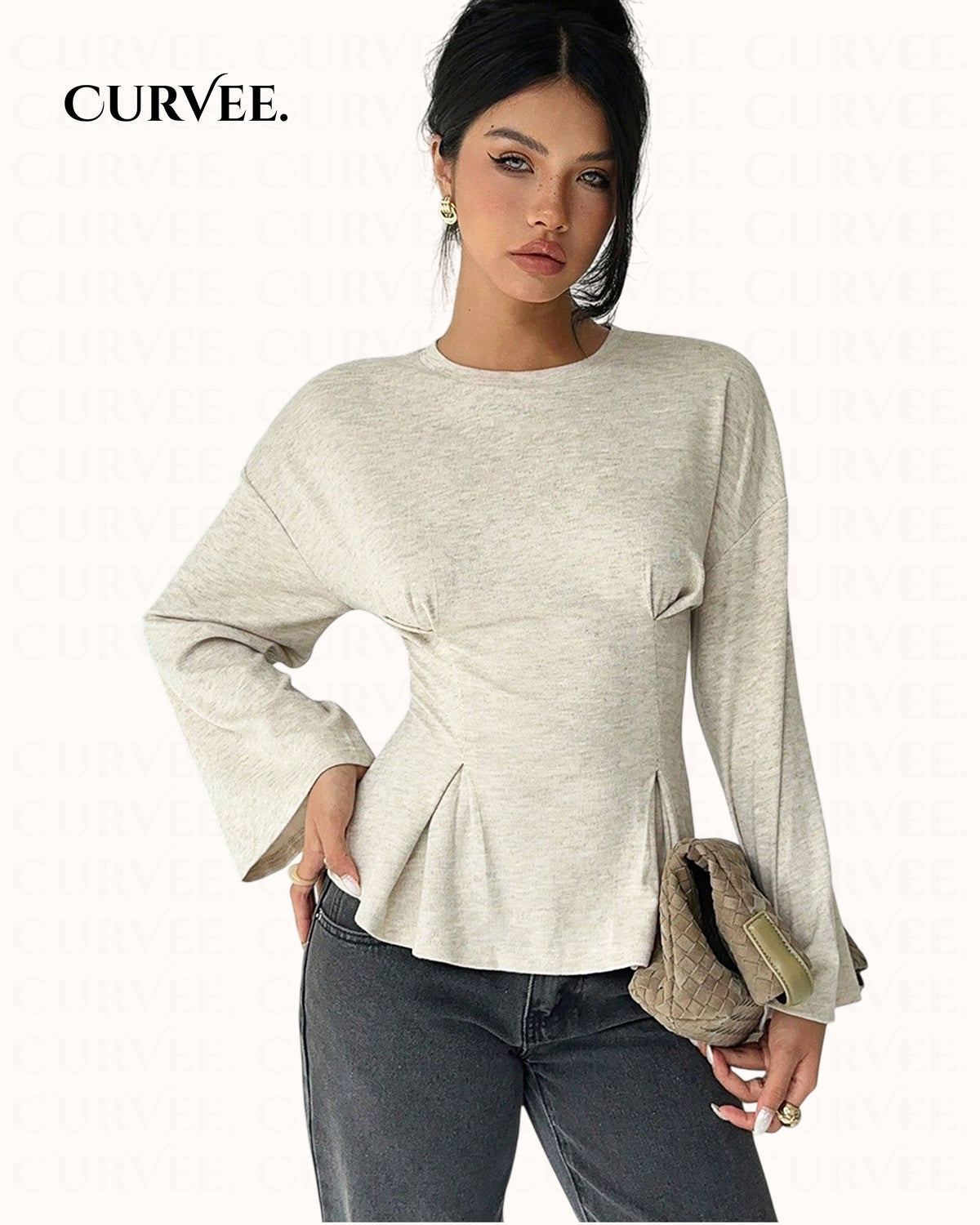Corset-Style bell-sleeve Top