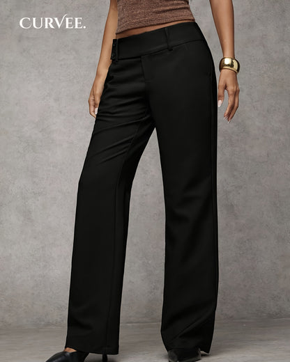 Wide-Leg Pants Low-Waisted, Draped, Slimming