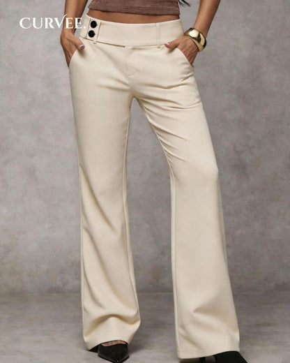 Wide-Leg Pants Low-Waisted, Draped, Slimming