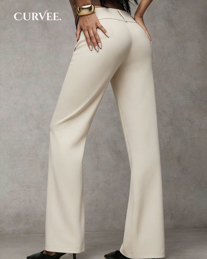Wide-Leg Pants Low-Waisted, Draped, Slimming